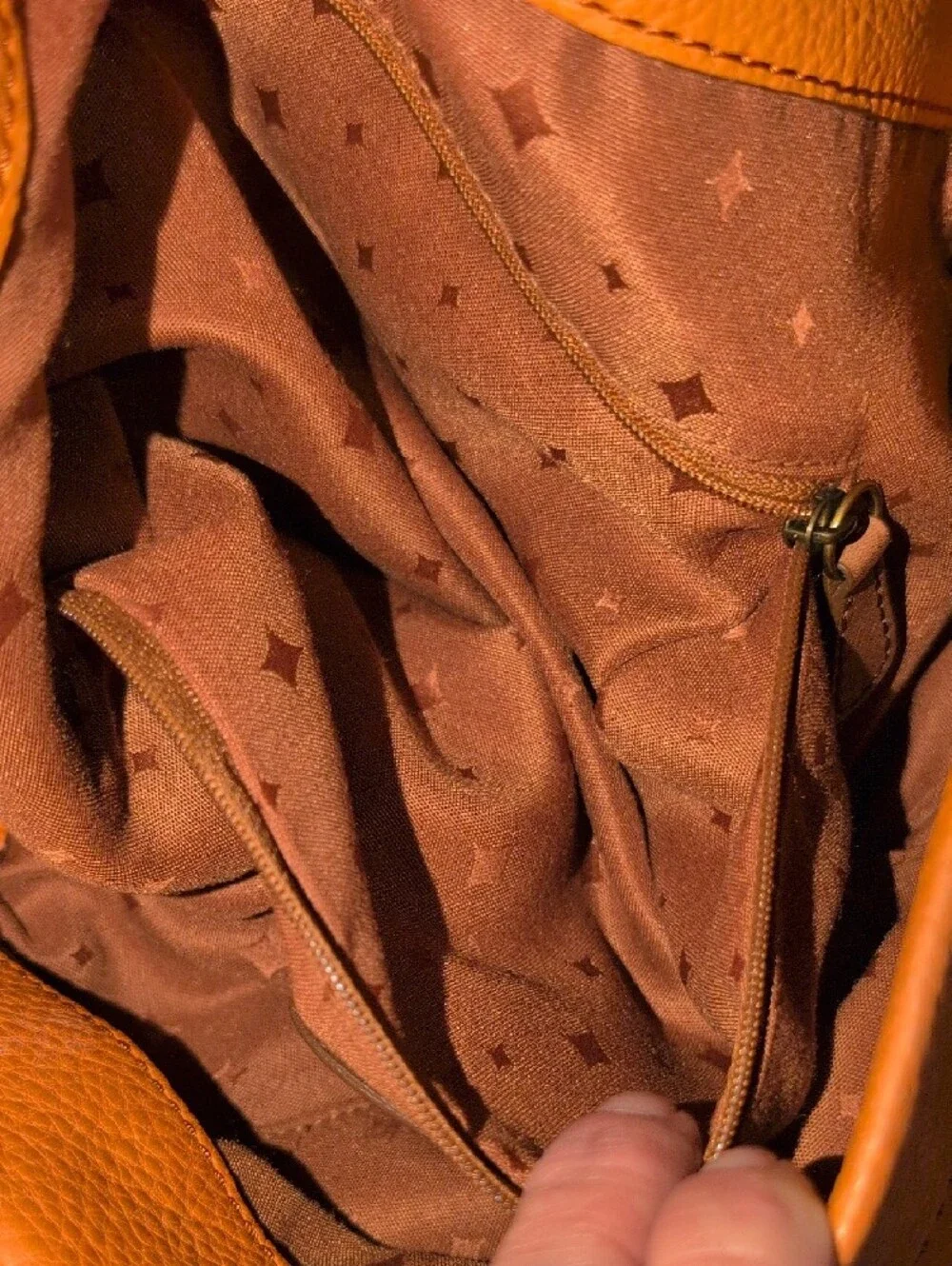 Fossil Explorer Orange Leather Foldover Convertible Crossbody Tote - Picture 11 of 16